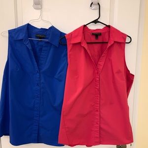 Two Lane Bryant Sleeveless Collared Blouses sz 18 Blue & Pink